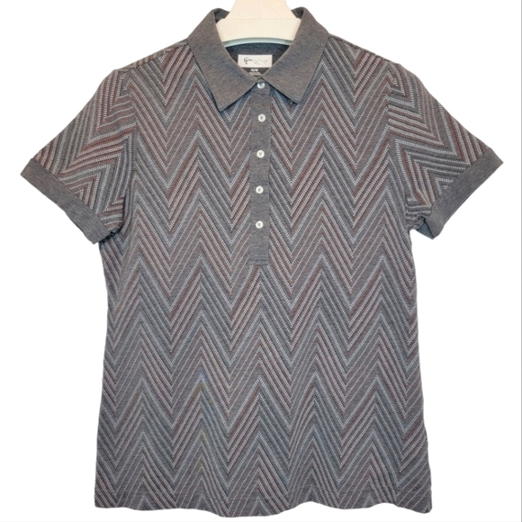 GREG NORMAN Men's Golf Polo Gray Chevron Stretch‎ Short Sleeve Shirt Sz M Sporty - Picture 1 of 11